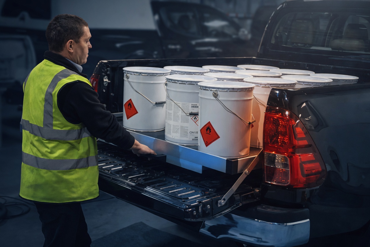Operator using a loaded pickup drawer